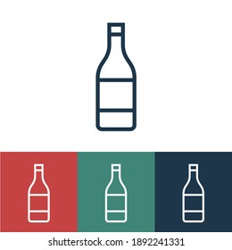 Linear vector icon with bottle of vodka