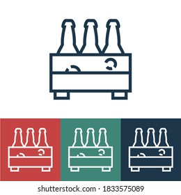 Linear vector icon with box of beer