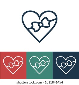 Linear vector icon with box heart