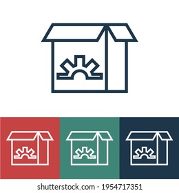 Icono de vector lineal con caja de partes