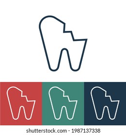 Linear vector icon with broken tooth
