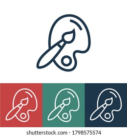 Lineares Vektorsymbol mit Pinsel und Palette