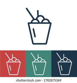 Linear vector icon with bucket rice balls