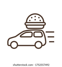 Linear vector icon for burger delivery