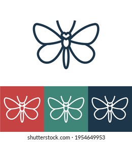Linear vector icon with butterfly