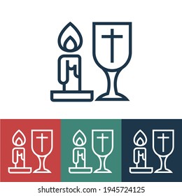 Linear vector icon with candle and cup