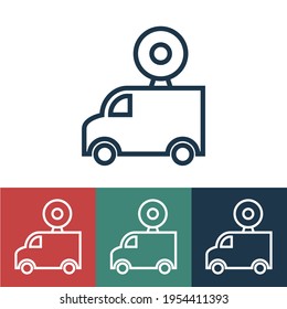 Linear vector icon car with donut