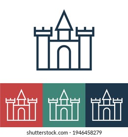 Linear vector icon with castle