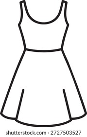 Linear vector icon of casual summer dress for women fashion apparel illustration