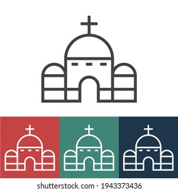 Icono vectorial lineal con iglesia católica