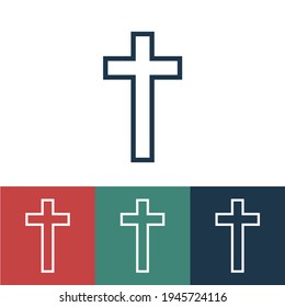 Linear vector icon with catholic cross