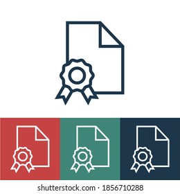 Linear vector icon with certificate