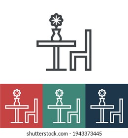 Linear vector icon with chair and table