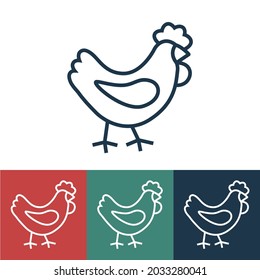 Linear vector icon with chicken