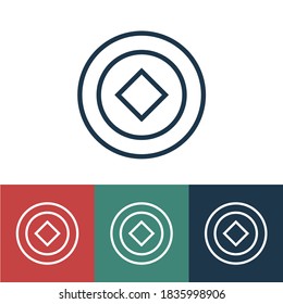 Linear vector icon with chinese coin feng shui