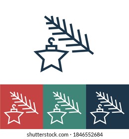 Linear vector icon with christmas branch