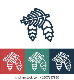 Linear vector icon with christmas tree and cones