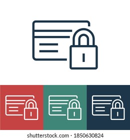 Linear vector icon with closed credit card