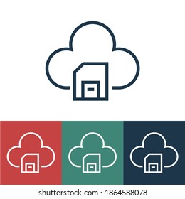 Linear vector icon with cloud saving