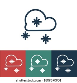 Linear vector icon with cloud and snowflakes