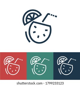 Linear vector icon with coconut