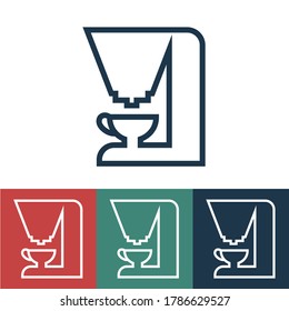 Linear vector icon with coffee maker
