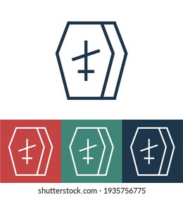 Linear vector icon with coffin