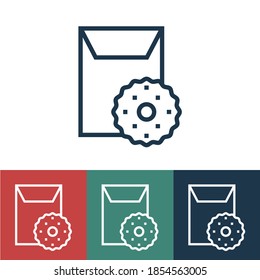 Linear vector icon with cookie box