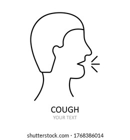 Linear vector icon. Cough. Antiviral drawing. Illustration on the theme of coronavirus.
