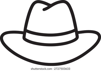 Icono de Vector lineal del accesorio de sombrero de vaquero fedora