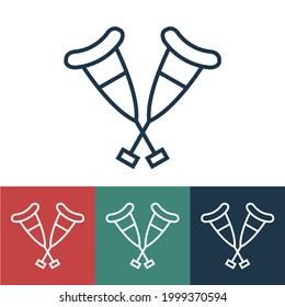 Linear vector icon with crutches