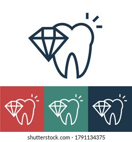 Linear vector icon with crystal tooth