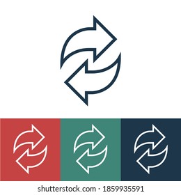 Linear vector icon with curved arrows