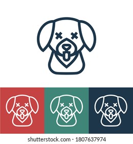 Linear vector icon with dead dog