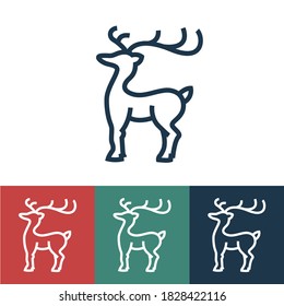 Linear vector icon with deer