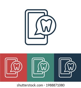 Icono de vector lineal con odontología en el teléfono