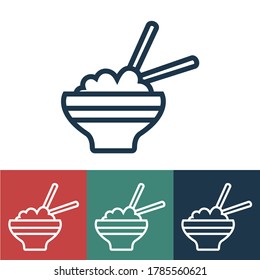 Linear vector icon with dish in bowl