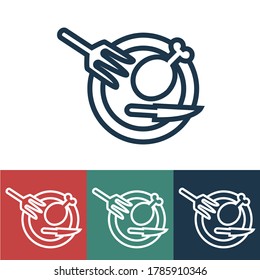 Linear vector icon with dish with chicken