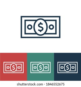 Linear vector icon with dollar