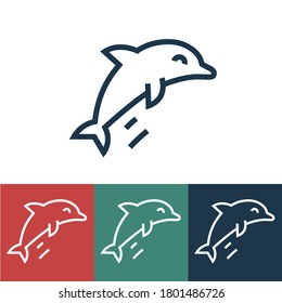 Linear vector icon with dolphin