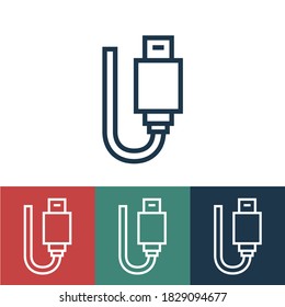Linear vector icon with electronic cord