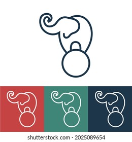Linear vector icon with elephant on ball