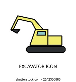 Linear vector icon. Excavator illustration.