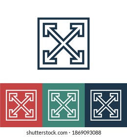 Linear vector icon with extension in four directions