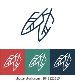 Linear vector icon with feathers