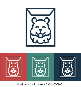 Linear vector icon with feed for hamster