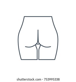 The linear vector icon female buttocks isolated on white background.