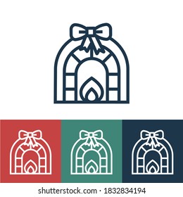 Linear vector icon with fireplace