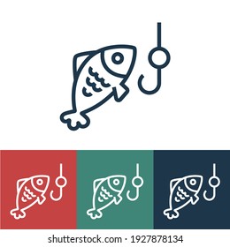 Linear vector icon with fishing
