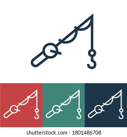 Linear vector icon with fishing rod